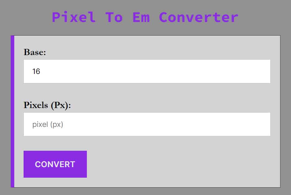 Pixel To Em Converter
