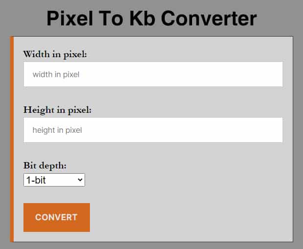 Pixel To Kb Converter