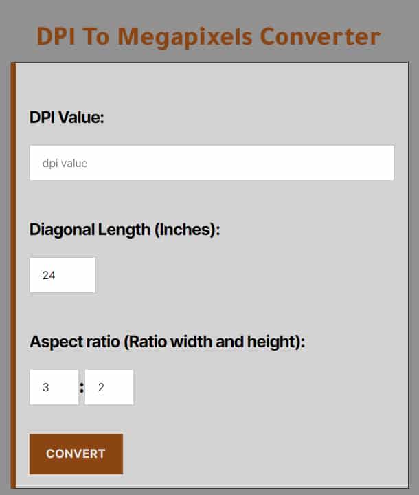 DPI To Megapixels Converter