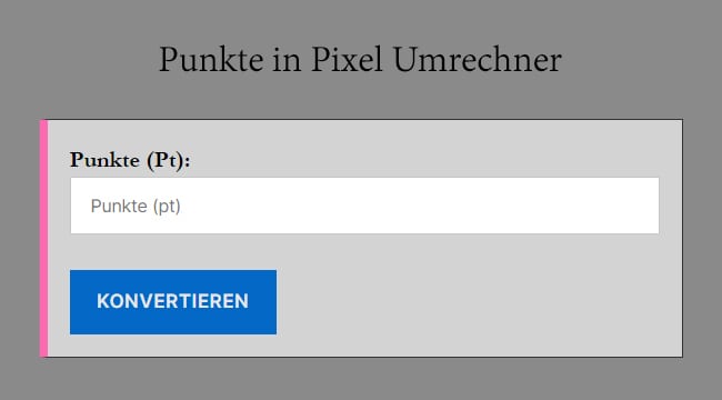 Punkte in Pixel Umrechner